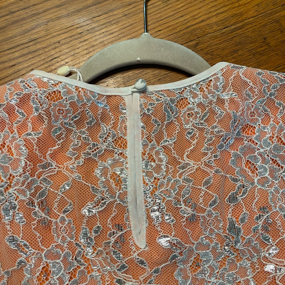 ERIN Erin Fetherston Metallic Lace Dress Size 6 Cantaloupe- NWT - Picture 11 of 11